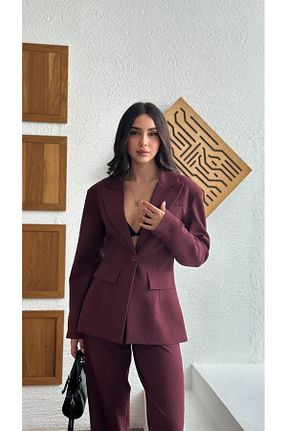 ست بالاتنه و پائین تنه زرشکی زنانه بافتنی JaMolls - کد 931452794
