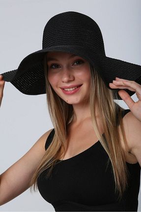 کلاه مشکی زنانه حصیر Luminos Butik - کد 241819835
