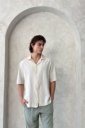 پیراهن بژ مردانه اورسایز HYMAN - کد 931475321