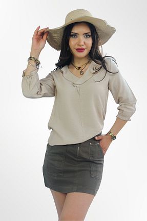 بلوز طوسی زنانه ساده Kübra Tekstil - کد 931477567