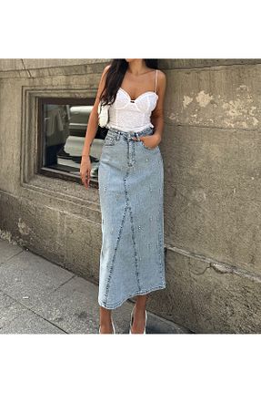 دامن آبی زنانه ساده Butik - کد 931485661