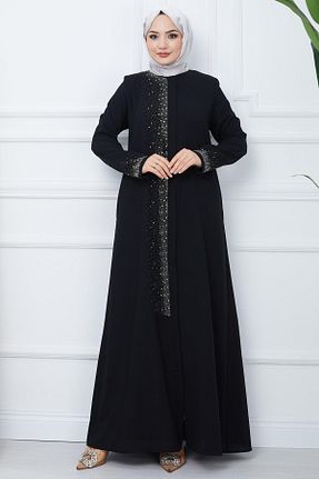 مانتو بلند حجاب مشکی زنانه hafsamina - کد 806345298