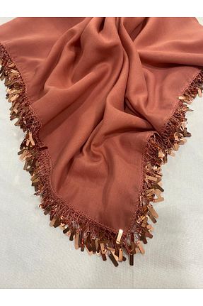 روسری نارنجی کرپ ساتن ابریشم Çiğdem Tuhafiye - کد 931481896