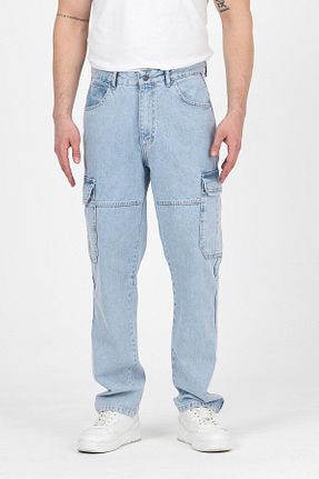 شلوار جین آبی مردانه پاچه پهن DAMGA JEANS - کد 931478201