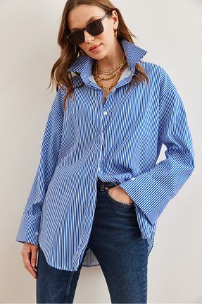 پیراهن آبی زنانه رگولار Olalook - کد 858169569