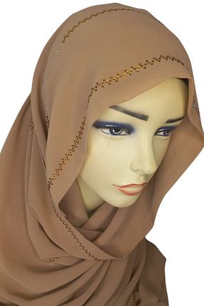 روسری قهوه ای شیفون TAŞLI KIZ - کد 932498351