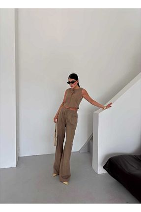ست بالاتنه و پائین تنه قهوه ای زنانه بافتنی EGZOTİK ASORTİK - کد 931486139
