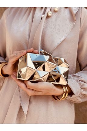 کیف مجلسی طوسی زنانه فلزی Çanta Trend - کد 931486735