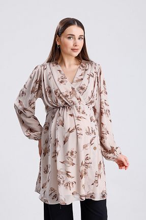 تونیک بارداری بژ زنانه بافتنی KATLİN MATERNİTY WEAR - کد 931487658