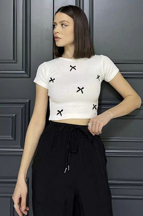 بلوز سفید زنانه چاپی GÜLSELİ - کد 931499835