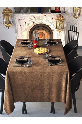 رومیزی قهوه ای پلی استر Demor Home - کد 346694527