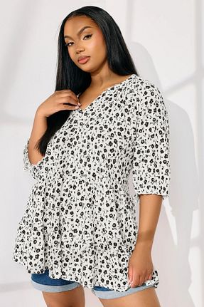 بلوز سایز بزرگ سفید زنانه سایز بزرگ Stil Diva - کد 931505100