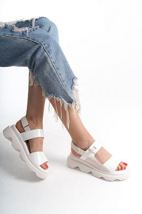 صندل سفید زنانه پاشنه ضخیم öz se shoes - کد 843741424
