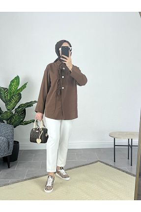 پیراهن حجاب قهوه ای زنانه بلند Elifkaracabutik - کد 931537331