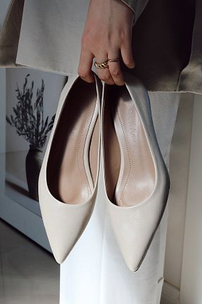 کفش پاشنه بلند کلاسیک بژ زنانه چرم مصنوعی POLKA STORE - کد 931569974