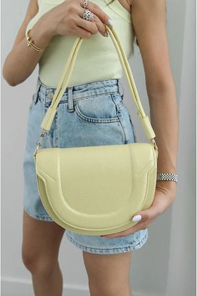کیف دوشی زرد زنانه چرم مصنوعی BAGS - کد 931579311