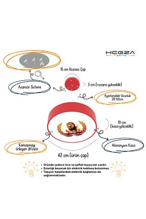 لوستر قرمز آلومینیوم Hegza Lighting - کد 931581798