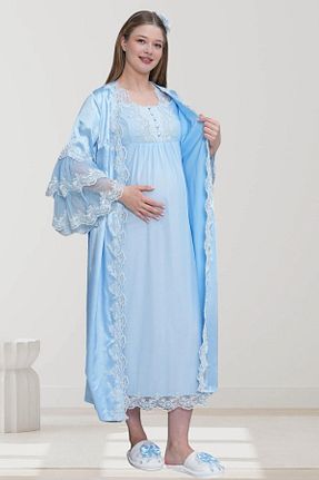 لباس شب بارداری آبی زنانه ساده Mecit Pijama - کد 931576914