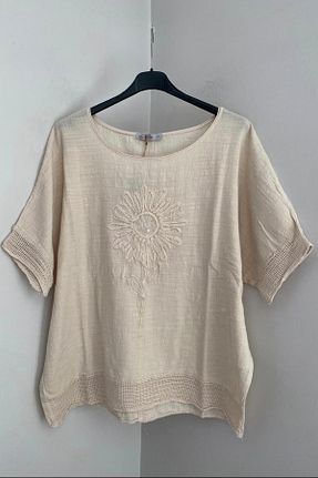 بلوز بژ زنانه ساده AYASOFYA OTANTIK - کد 931588209
