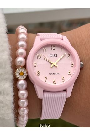 ساعت مچی صورتی بچه گانه پلی کربن Q&Q - کد 931893144