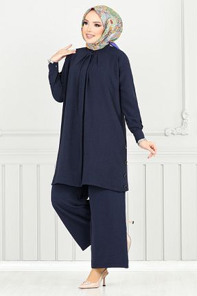 ست بالاتنه و پائین تنه حجاب سرمه ای زنانه رگولار ModaMerve - کد 932187228