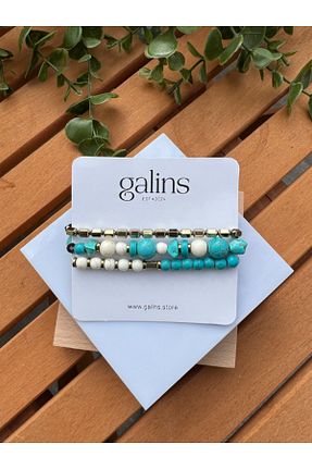 دستبند جواهر فیروزه ای زنانه سنگ طبیعی Galins - کد 931700109