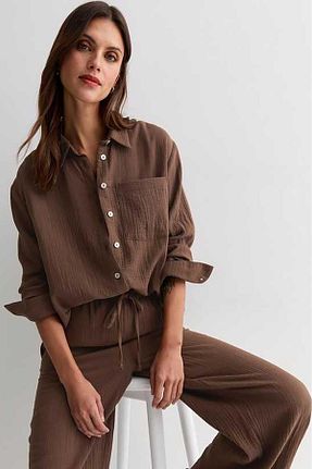 پیراهن قهوه ای زنانه رگولار Seeh - کد 833739836