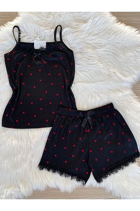 ست لباس راحتی مشکی زنانه طرح دار Pijamacs - کد 834083387
