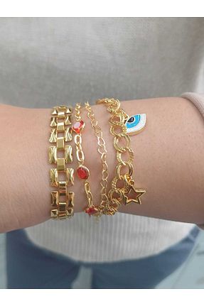 دستبند جواهر زرد زنانه برنجی ERASLAN - کد 931784606