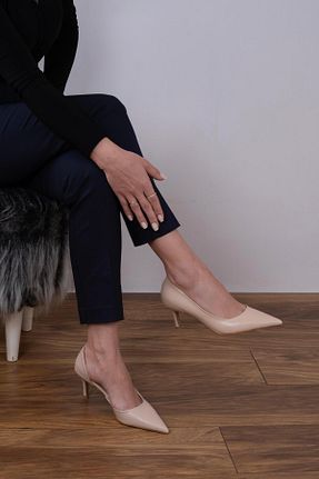 کفش پاشنه بلند کلاسیک بژ زنانه چرم sovrana - کد 931775757