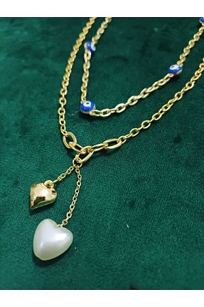 گردنبند جواهر زرد زنانه برنجی ERASLAN - کد 931811291