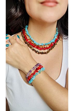 گردنبند جواهر رنگی زنانه سنگ Gemora - کد 931802670