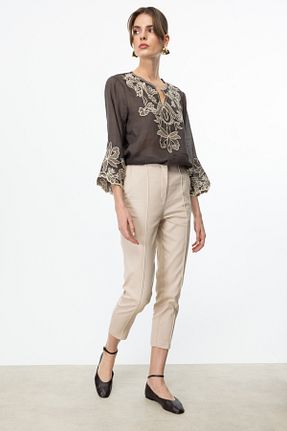 شلوار بژ زنانه پارچه ON - کد 931806139