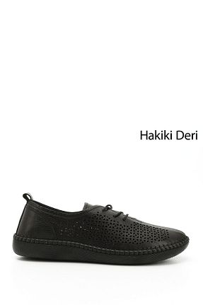 کفش اسنیکر مشکی زنانه چرم اصل GÖNDERİ(R) - کد 801873425