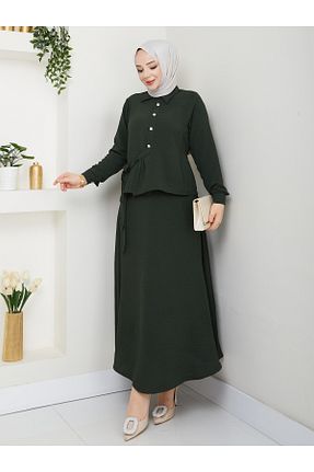 ست بالاتنه و پائین تنه حجاب خاکی زنانه رگولار modapark.ist - کد 931809607
