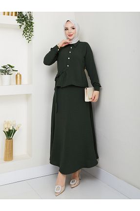 ست بالاتنه و پائین تنه حجاب خاکی زنانه رگولار modapark.ist - کد 931809607