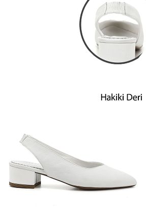کفش استایلیتو سفید پاشنه ضخیم GÖNDERİ(R) - کد 847476781