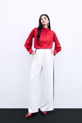 بلوز قرمز زنانه ساده Sateen - کد 931853897