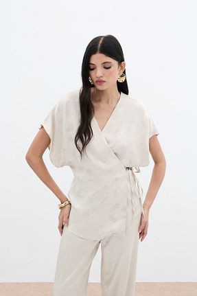 بلوز بژ زنانه رگولار Sateen - کد 931853848