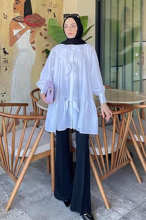 پیراهن حجاب سفید زنانه اورسایز lamelif - کد 931865700