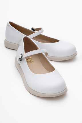بابت سفید زنانه چرم خالص luvishoes - کد 931880444