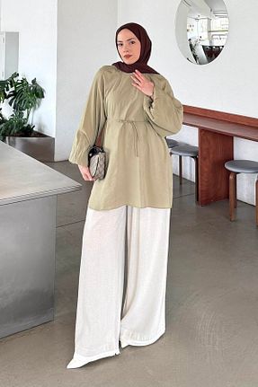 تونیک حجاب خاکی زنانه ویسکون lamelif - کد 932634275