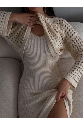 لباس سفید زنانه تریکو Lady MORE - کد 813338544