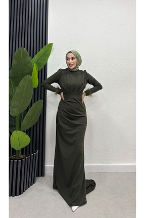 لباس فارغ التحصیلی حجاب خاکی زنانه یقه ایستاده moda zeynaa - کد 931900737