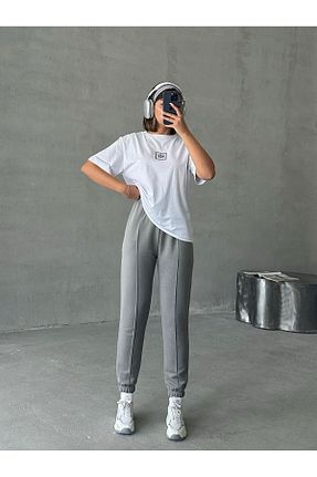 ست بالاتنه و پائین تنه طوسی زنانه بافتنی Cappmoda - کد 932637606