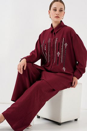 ست بالاتنه و پائین تنه حجاب زرشکی زنانه اورسایز Bigdart - کد 931954668