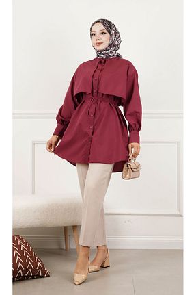 تونیک حجاب زرشکی زنانه پنبه ای İpli - کد 932638793