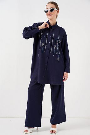 ست بالاتنه و پائین تنه حجاب سرمه ای زنانه اورسایز Bigdart - کد 931954075