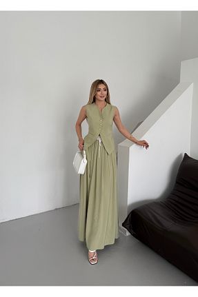 ست بالاتنه و پائین تنه سبز زنانه بافتنی VUNTAL - کد 931912425