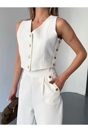 ست بالاتنه و پائین تنه سفید زنانه بافتنی Cappmoda - کد 931908529